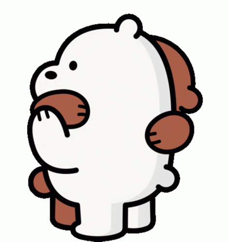 A Cartoon Drawing Of A Polar Bear Covering Its Face With Its Paw GIF