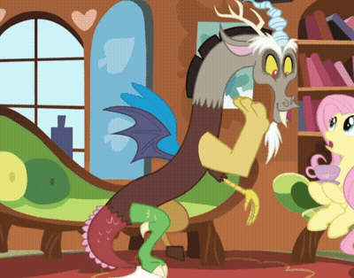 A Cartoon Drawing Of A Pony And A Dragon With The Number 3 On The Tail GIF