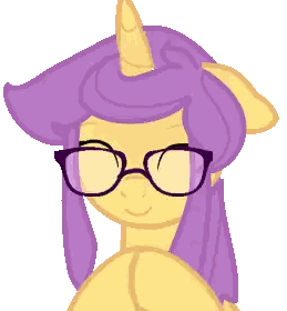 A Cartoon Drawing Of A Pony With Glasses And Purple Hair Sticker