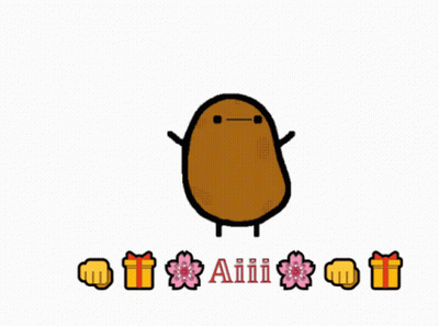 A Cartoon Drawing Of A Potato That Says Aiiii On The Bottom GIF