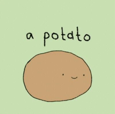 A Cartoon Drawing Of A Potato With The Words A Potato Below It GIF