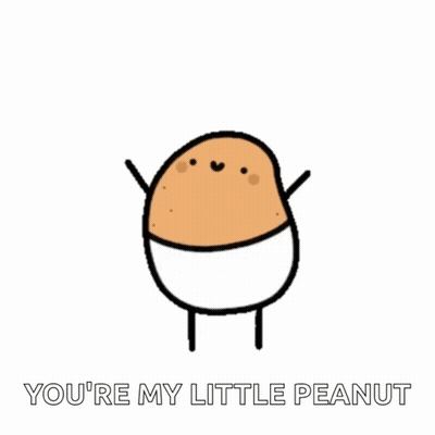 A Cartoon Drawing Of A Potato With The Words `` You 'Re My Little Peanut '' Written Below It . GIF