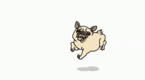 A Cartoon Drawing Of A Pug Dog Running On A White Background GIF