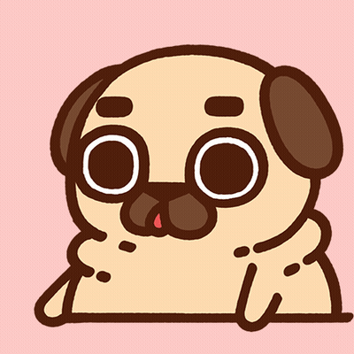 A Cartoon Drawing Of A Pug Dog With Big Eyes GIF