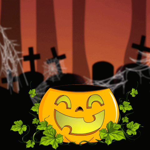 A Cartoon Drawing Of A Pumpkin With A Smiling Face GIF