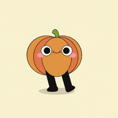 A Cartoon Drawing Of A Pumpkin With Big Eyes GIF
