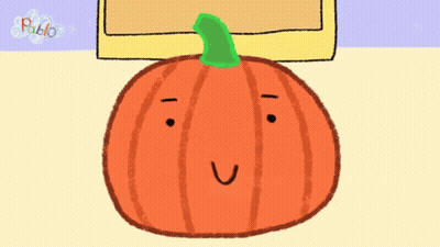 A Cartoon Drawing Of A Pumpkin With Pablo Written On The Bottom Right GIF