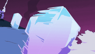 A Cartoon Drawing Of A Purple And Blue Ice Cube GIF