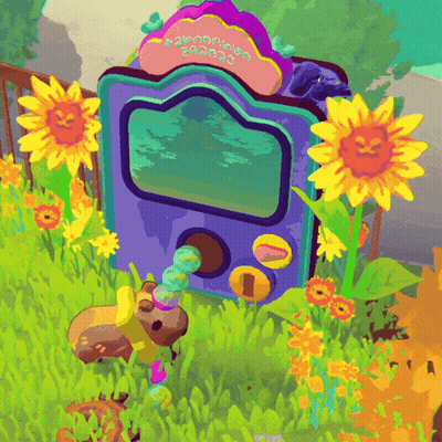 A Cartoon Drawing Of A Purple And Pink Item With A Sunflower On Top Of It GIF