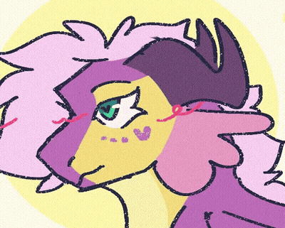 A Cartoon Drawing Of A Purple And Yellow Pony GIF