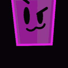 A Cartoon Drawing Of A Purple Cup With An Angry Face And Legs GIF