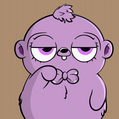 A Cartoon Drawing Of A Purple Monkey With A Bow Tie GIF