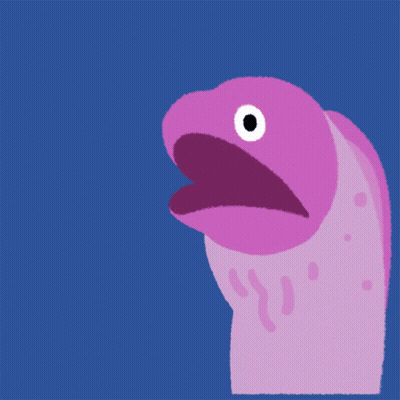 A Cartoon Drawing Of A Purple Monster Eating A Piece Of Food GIF