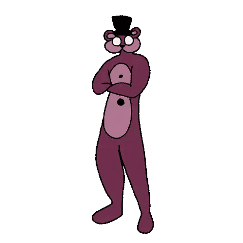 A Cartoon Drawing Of A Purple Teddy Bear Wearing A Top Hat Sticker