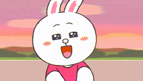 A Cartoon Drawing Of A Rabbit With A Pink Shirt On GIF