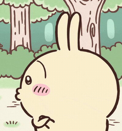 A Cartoon Drawing Of A Rabbit With A Tree Behind It GIF