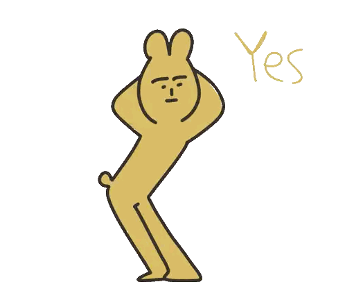 A Cartoon Drawing Of A Rabbit With The Word Yes Written Below It Sticker
