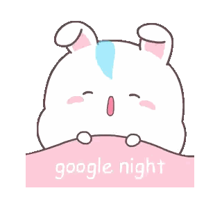 A Cartoon Drawing Of A Rabbit With The Words Google Night Written Below It Sticker