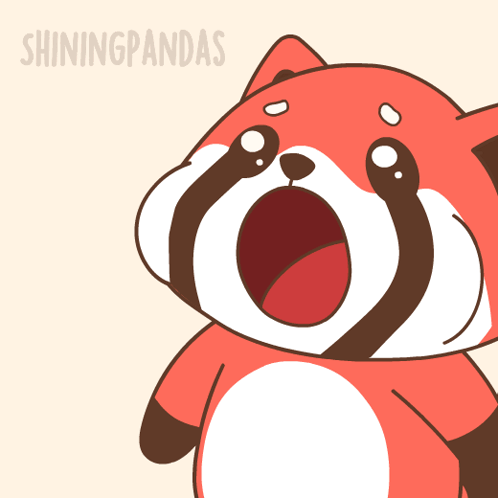 A Cartoon Drawing Of A Raccoon Eating Hot Dogs With The Words Shiningpandas Written On The Bottom GIF
