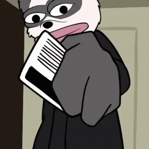 Cartoon Raccoon Holding Newspaper GIF