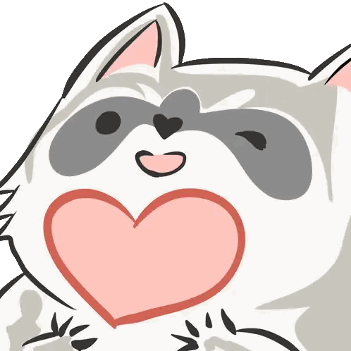 A Cartoon Drawing Of A Raccoon With A Heart Shaped Mouth Sticker