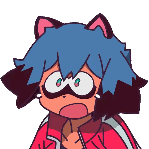 A Cartoon Drawing Of A Raccoon With Blue Hair And Pink Ears Sticker