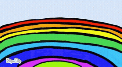 A Cartoon Drawing Of A Rainbow In The Sky GIF