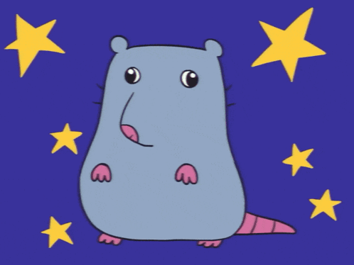 A Cartoon Drawing Of A Rat Surrounded By Stars GIF