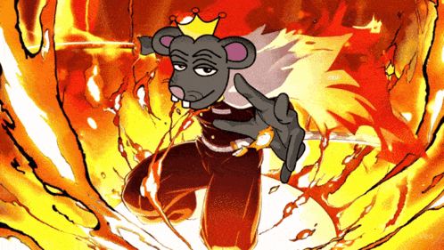 A Cartoon Drawing Of A Rat With A Crown On Its Head GIF