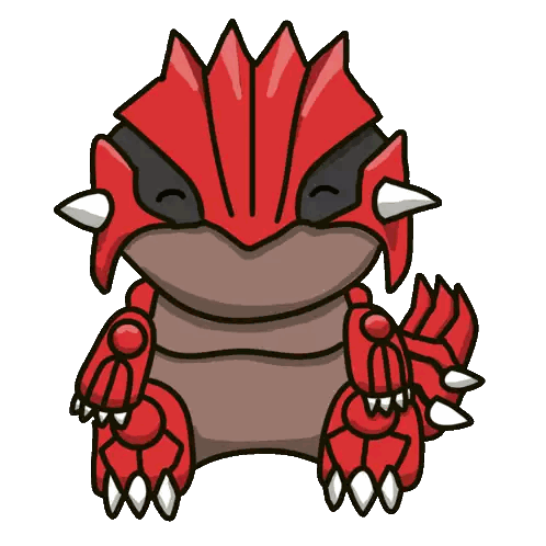 A Cartoon Drawing Of A Red And Brown Monster With Sharp Teeth Sticker
