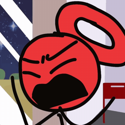 A Cartoon Drawing Of A Red Circle With A Black Mouth GIF