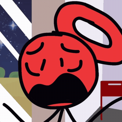 A Cartoon Drawing Of A Red Circle With A Sad Face GIF