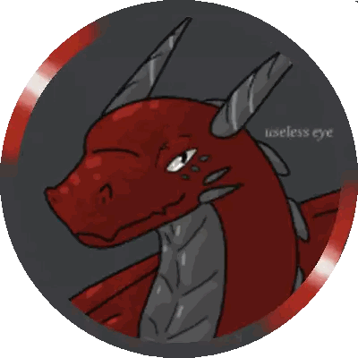A Cartoon Drawing Of A Red Dragon With The Words Useless Eye On The Bottom Sticker