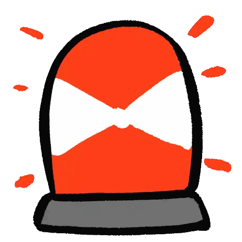 A Cartoon Drawing Of A Red Emergency Light Sticker