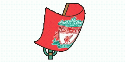 A Cartoon Drawing Of A Red Flag With The Liverpool Football Club Logo On It GIF