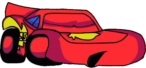 A Cartoon Drawing Of A Red Lightning Mcqueen Sticker
