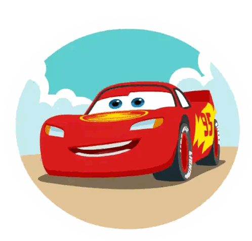 A Cartoon Drawing Of A Red Lightning Mcqueen Car Sticker