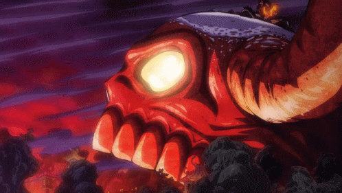 A Cartoon Drawing Of A Red Monster With Horns And A Yellow Eye GIF