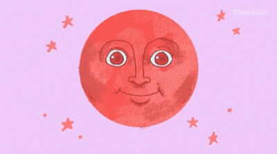 A Cartoon Drawing Of A Red Moon With The Words Moon Time Written On It GIF