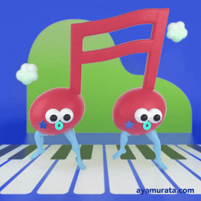 A Cartoon Drawing Of A Red Music Note With Googly Eyes GIF