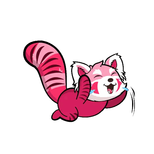 A Cartoon Drawing Of A Red Panda Laughing With Tears Coming Out Of Its Eyes Sticker