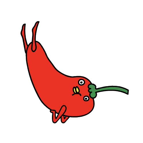 A Cartoon Drawing Of A Red Pepper With Yellow Eyes Sticker