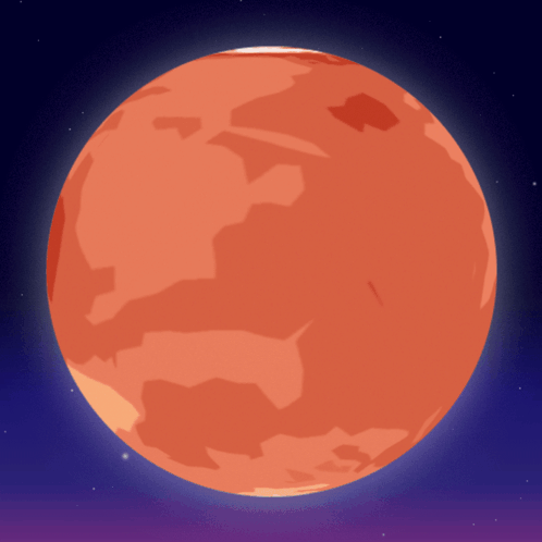 Cartoon Red Planet With Blue Sky GIF