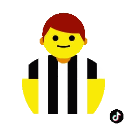A Cartoon Drawing Of A Referee Wearing A Black And White Striped Shirt GIF