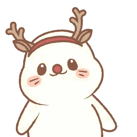 A Cartoon Drawing Of A Reindeer Wearing Antlers And A Red Nose Sticker