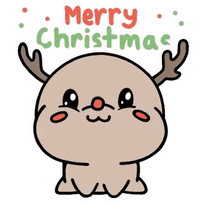 A Cartoon Drawing Of A Reindeer With The Words Merry Christmas Below It Sticker