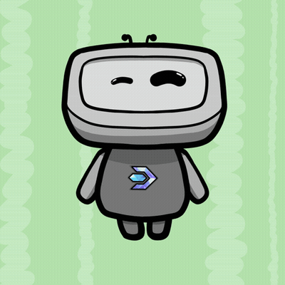 A Cartoon Drawing Of A Robot With A Blue Arrow Pointing Up GIF