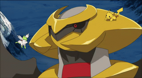 A Cartoon Drawing Of A Robot With A Pikachu On Top GIF