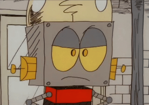 A Cartoon Drawing Of A Robot With A Yellow Eye GIF
