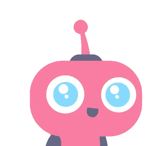 A Cartoon Drawing Of A Robot With Big Blue Eyes And A Antenna Sticker